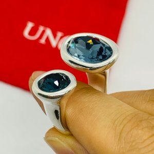 Uno de 50 Ring ALULAS Ring silver plated two blue crystals